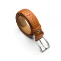 Tan knitted leather belt