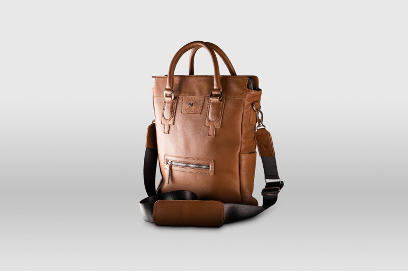 Leather shopper bag brown