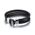 Braided black leather bracelet