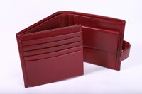 Kožená peňaženka červenej farby, vyrobená ručne vo Veľkej Británii