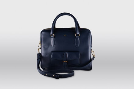 Leather business bag Executive S royal blue